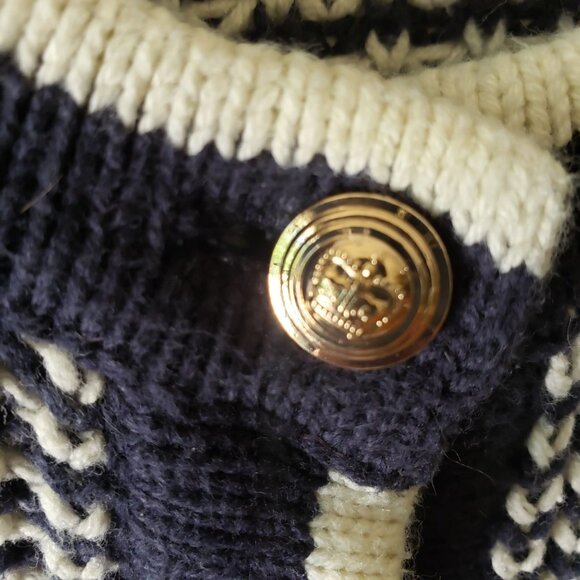 Boston Proper Womens Navy White Cardigan Sweater Size S 60 Cotton 40 Acrylic EUC - Picture 9 of 10